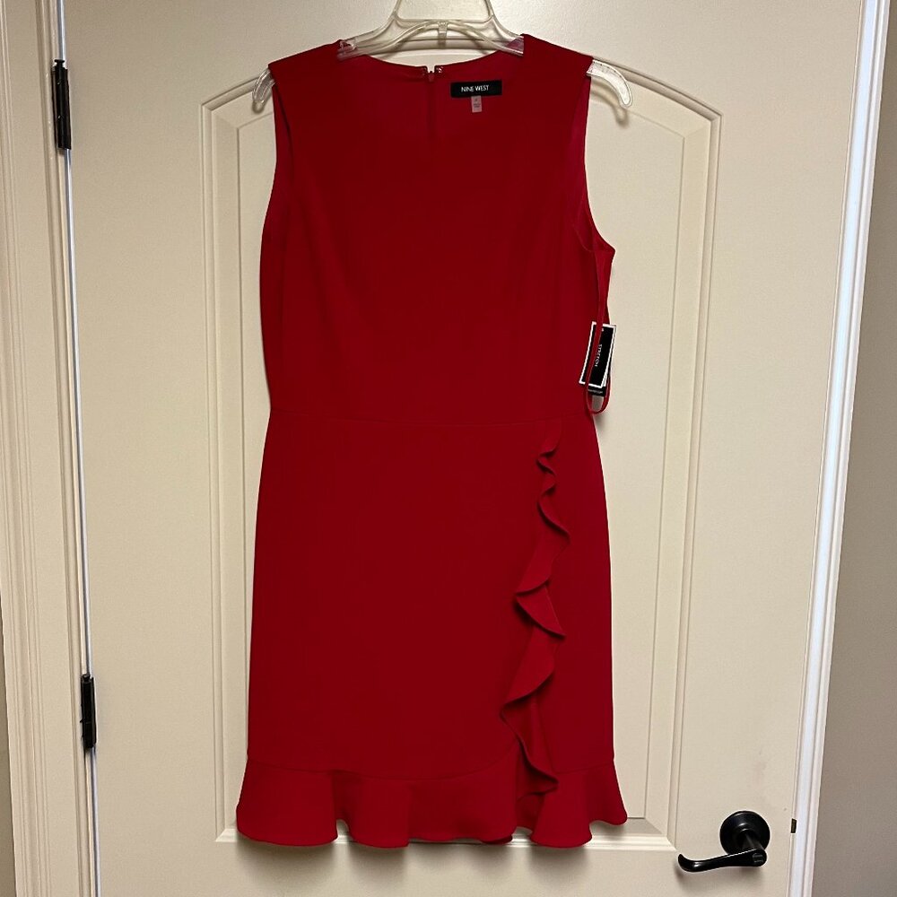 NINE WEST Bright Red Sleeveless Classic Fit & Flare Dress Women's Size 8 NWT